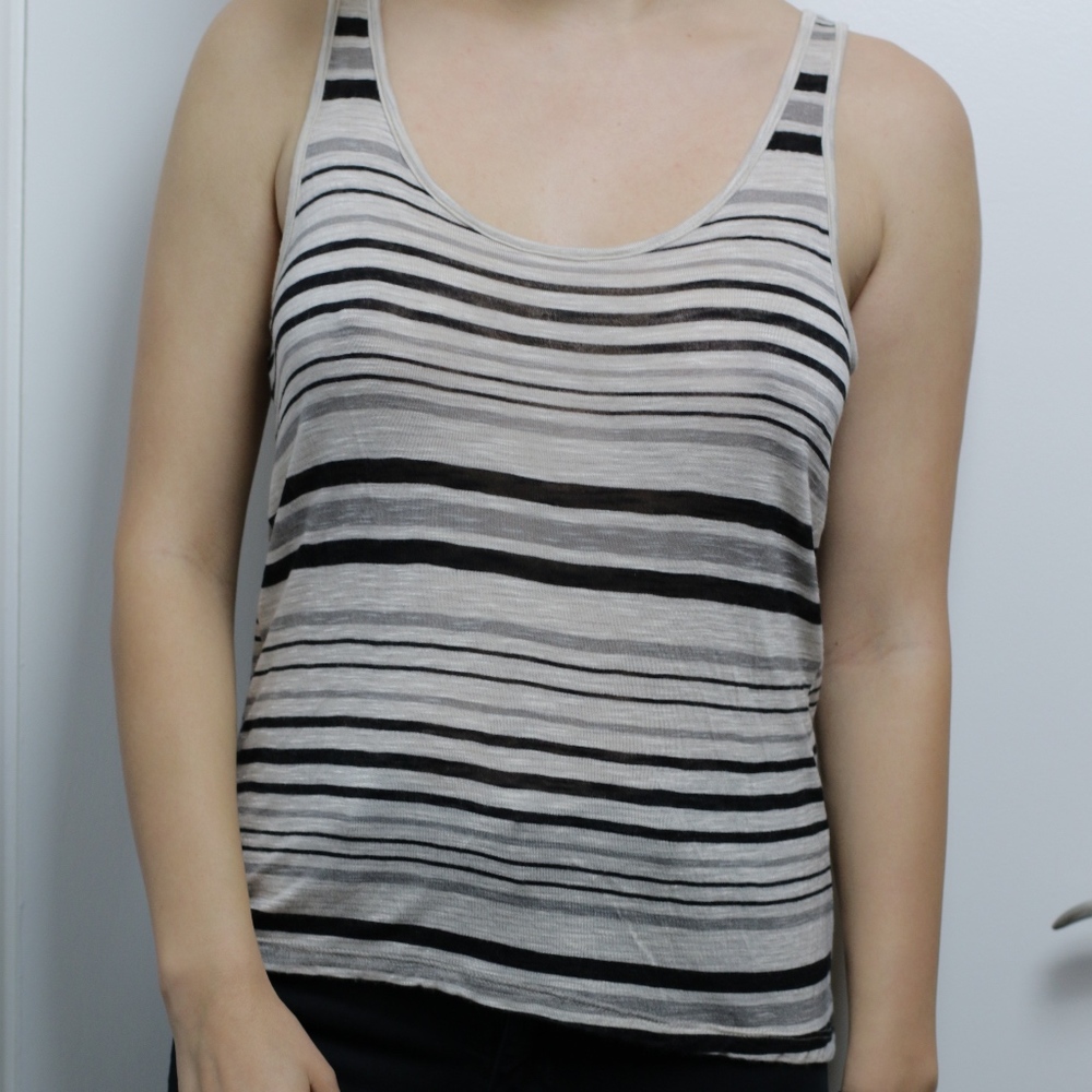 Gray and Black Striped Tank Top